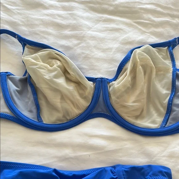 Fantasie Vibrant Blue Underwire Bikini Set Ruching Accent NWOT - Picture 9 of 9